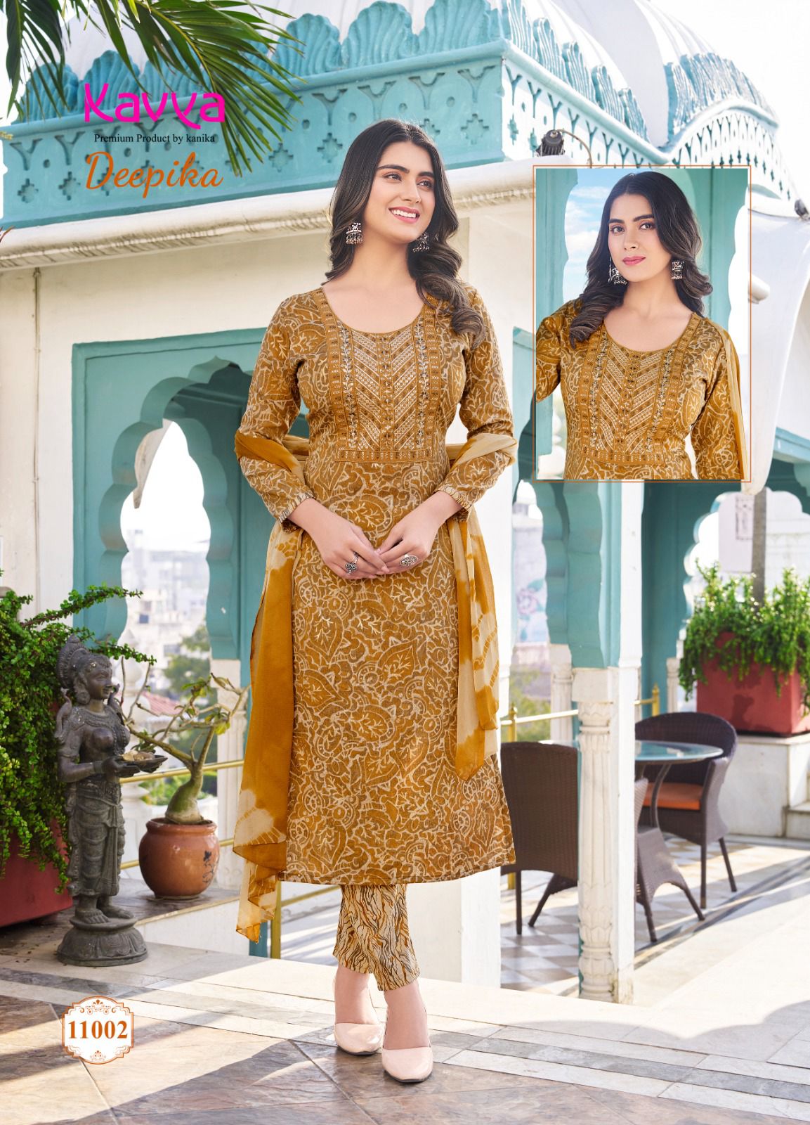 Deepika Vol 11 By Kavya Straight Cut Embroidery Kurti With Bottom Dupatta Wholesale Market
